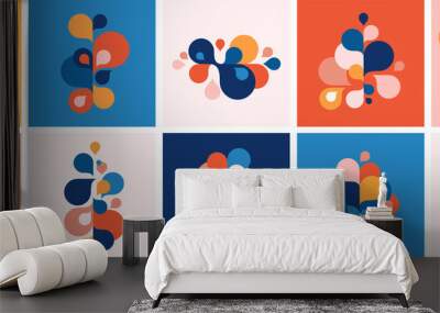 Set of abstract modern graphic elements and forms. Abstract banners with flowing liquid shapes Wall mural