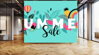 Summer sale banner template. Vector background Wall mural