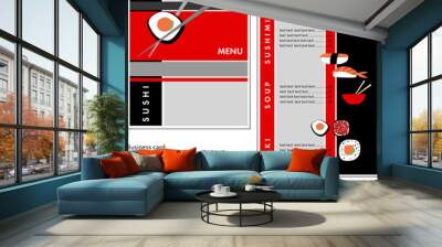 Template designs of menu and business card for coffee shop Wall mural