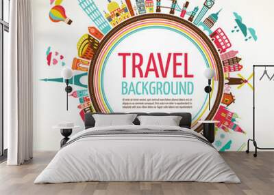 Travel and tourism vector background Wall mural