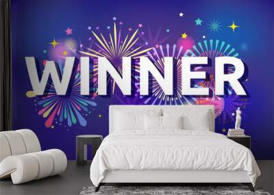 Winner, victory, fireworks and celebration Wall mural