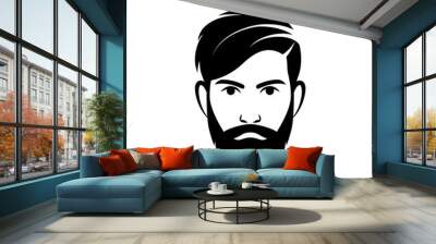 Bearded hipster man Wall mural