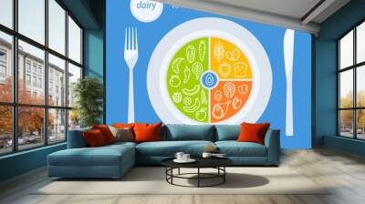 Healthy plate concept Wall mural