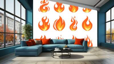 Simple vector flame icons in flat style Wall mural