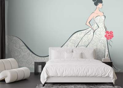 Bride in wedding dress Wall mural