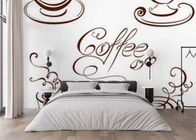 Set coffee cups. Wall mural