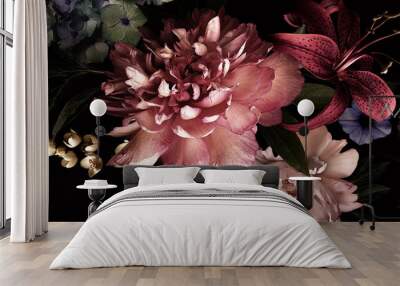 Floral background. Vintage flowers. Wall mural