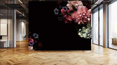 Floral card. Vintage flowers. Wall mural