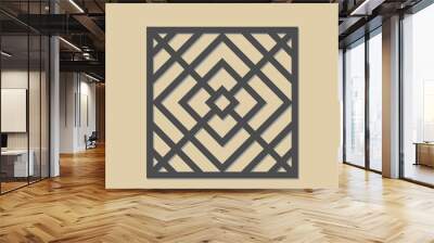 Template for laser cutting. Stencil for panels of wood, metal, plastic. Square abstract geometric background for cut. Decorative stand. Wall mural