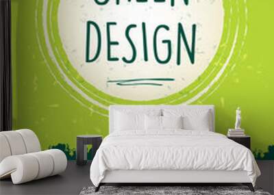 green design in circle over green old paper background Wall mural