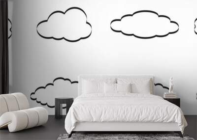 Clouds set isolated on white background. Collection of clouds for web site, poster, placard and wallpaper. Creative modern concept. Clouds vector illustration Wall mural