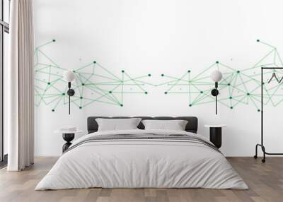 Green network. Abstract connection on white background. Network technology background with dots and lines for desktop. Ai background. Modern abstract concept. Line background, network technology Wall mural