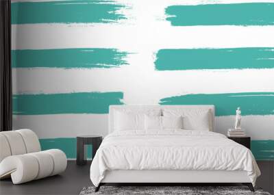 Turquoise brush stroke set isolated on background. Collection of trendy brush stroke vector for green ink paint, grunge backdrop, dirt banner, watercolor design and dirty texture. Brush stroke vector Wall mural