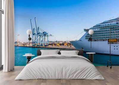 cruise ship in the port Wall mural