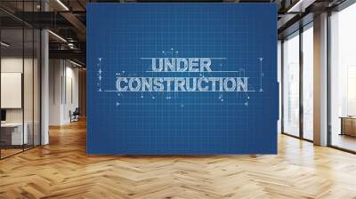 Under construction blueprint, technical drawing, scribble style Wall mural