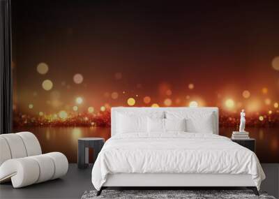 An abstract background with soft blurred bokeh lights in various warm hues such as orange gold and soft red Wall mural