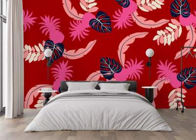 Tropical pattern, Digital print seamless, JPG in Repeat (rapport), Resolution 300 DPI, ideal for fashion, decoration and stationery. Wall mural