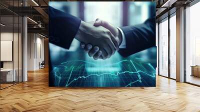 Crypto Business handshake . Finance prosperity and money technology asset , 3d background . Generating Ai Wall mural