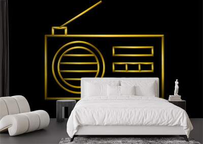 Radio icon. Metallic gold icons set collection. Wall mural