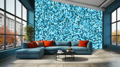 Pixel texture background. Abstract noise dot square blue and white pattern. Pixel chaos grain backdrop of bad digital signal. Blue disco ball. Digital vector illustration. Wall mural