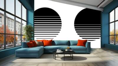 Set of suns made of striped halftone gradient lines texture. Fading horizontal stripes gradation background from thin to thick. Black circles halftone pattern isolated on white vector illustration. Wall mural