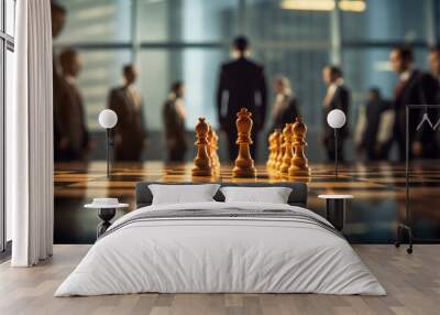 Business strategy is like a game of chess, Group of businessmen thinking about the next move Wall mural