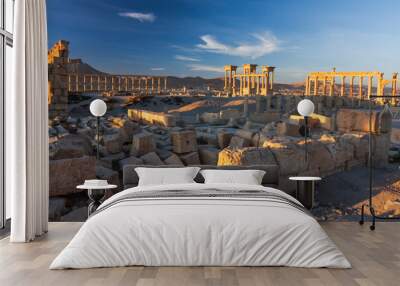 Palmyra - Syria, Ruins of the ancient city of Palmyra. The sunrise in Palmyra, Wall mural