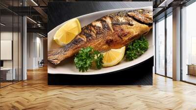 Grilled Fish with Lemon and Parsley Wall mural