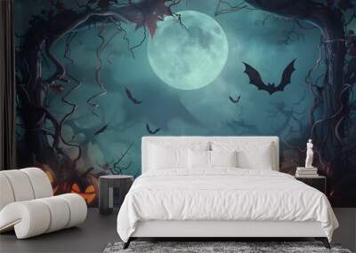 Halloween frame is embellished with creepy elements Wall mural