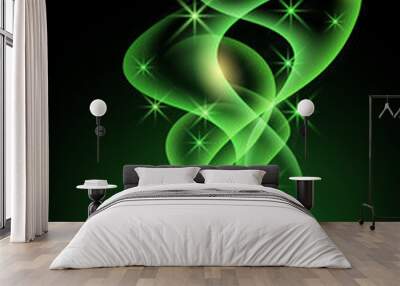 Glowing background with neon smoke and sparkle stars Wall mural