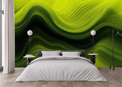 A vibrant green abstract background with flowing wavy lines Wall mural