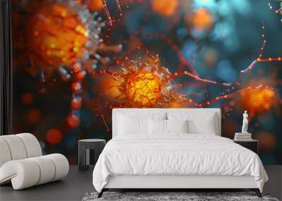 Diseased Cells and Genetic Mutations - 3D Microscopic View Wall mural