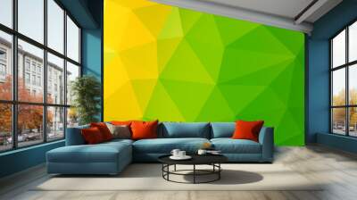 yellow to green  Low poly abstract crystal pattern background. Polygon design. Wall mural