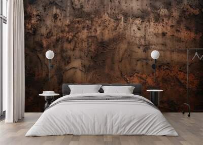 Rustic textured metal background with scratches and dent, Generative ai Wall mural