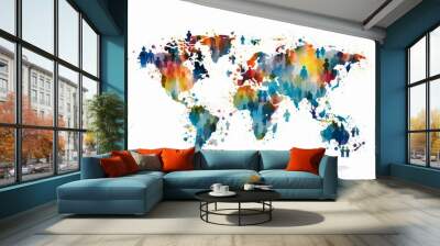 watercolor map of the world on a white background  Wall mural