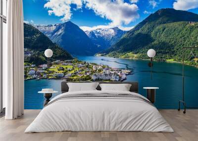 Balestrand. The administrative centre of Balestrand Municipality in Sogn og Fjordane county, Norway. Wall mural