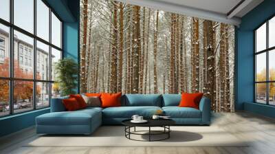 A forest at wintertime with snow-covered trees 2. Wall mural