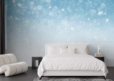 abstract winter background with snowflakes, Christmas background with heavy snowfall, snowflakes in the sky Wall mural