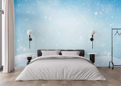 abstract winter background with snowflakes, Christmas background with heavy snowfall, snowflakes in the sky Wall mural