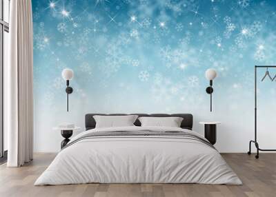 abstract winter background with snowflakes, Christmas background with heavy snowfall, snowflakes in the sky Wall mural