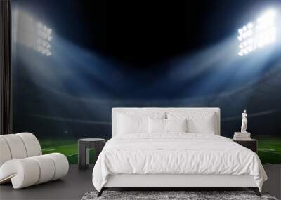 American football stadium with bright lights, sports background Wall mural