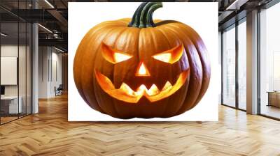 halloween pumpkin isolated on transparent background. jack o lantern pumpkin with scary face carving Wall mural