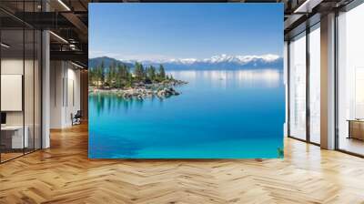 high resolution panorama of lake tahoe with view on sand harbor state park Wall mural