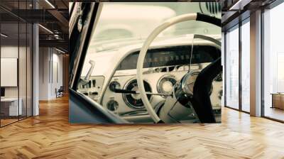 Interior of a classic American car, old vintage vehicle Wall mural