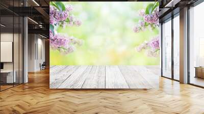 Lilac flowers garden blur background Wall mural