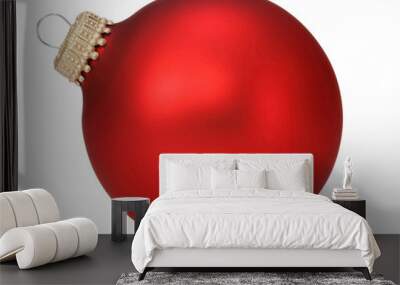 red christmas ball on white background Wall mural