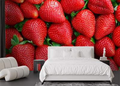 red strawberries background Wall mural