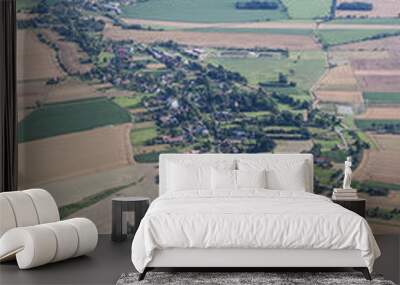 aerial view of green harvest fields Wall mural