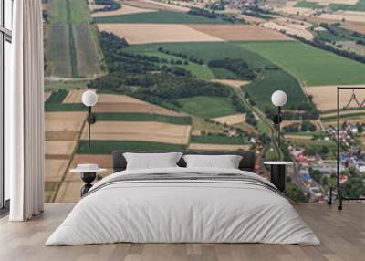 aerial view of green harvest fields Wall mural