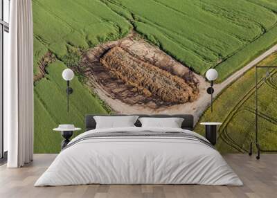 aerial view of the  harvest field Wall mural